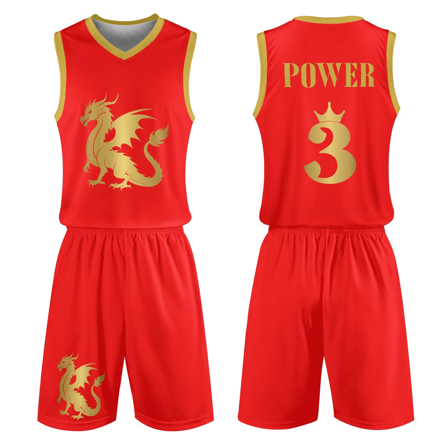 Dragon Spirit Basketball Jersey Set - Red / Power in Every Step