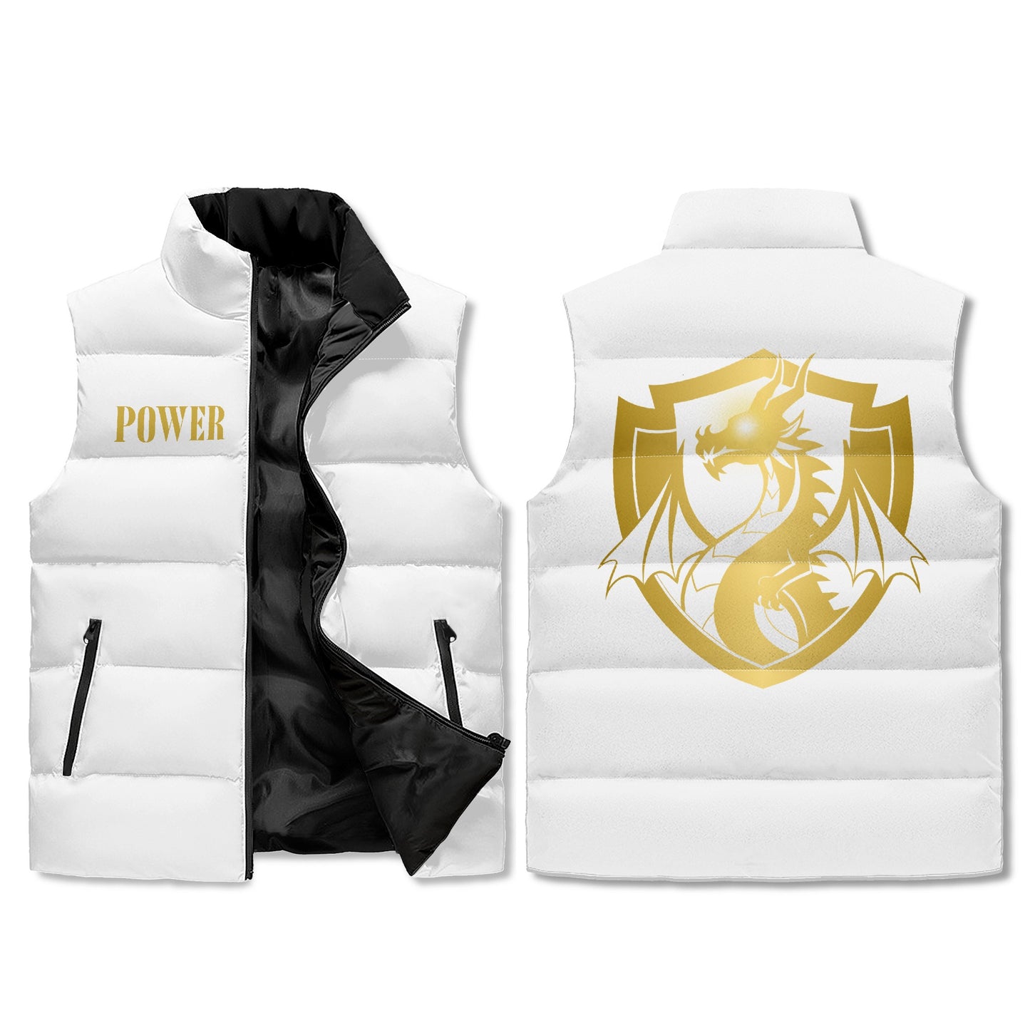 The Dragon’s Power Unisex Puffer Vest – Ignite the Cold. Rule the Elements.