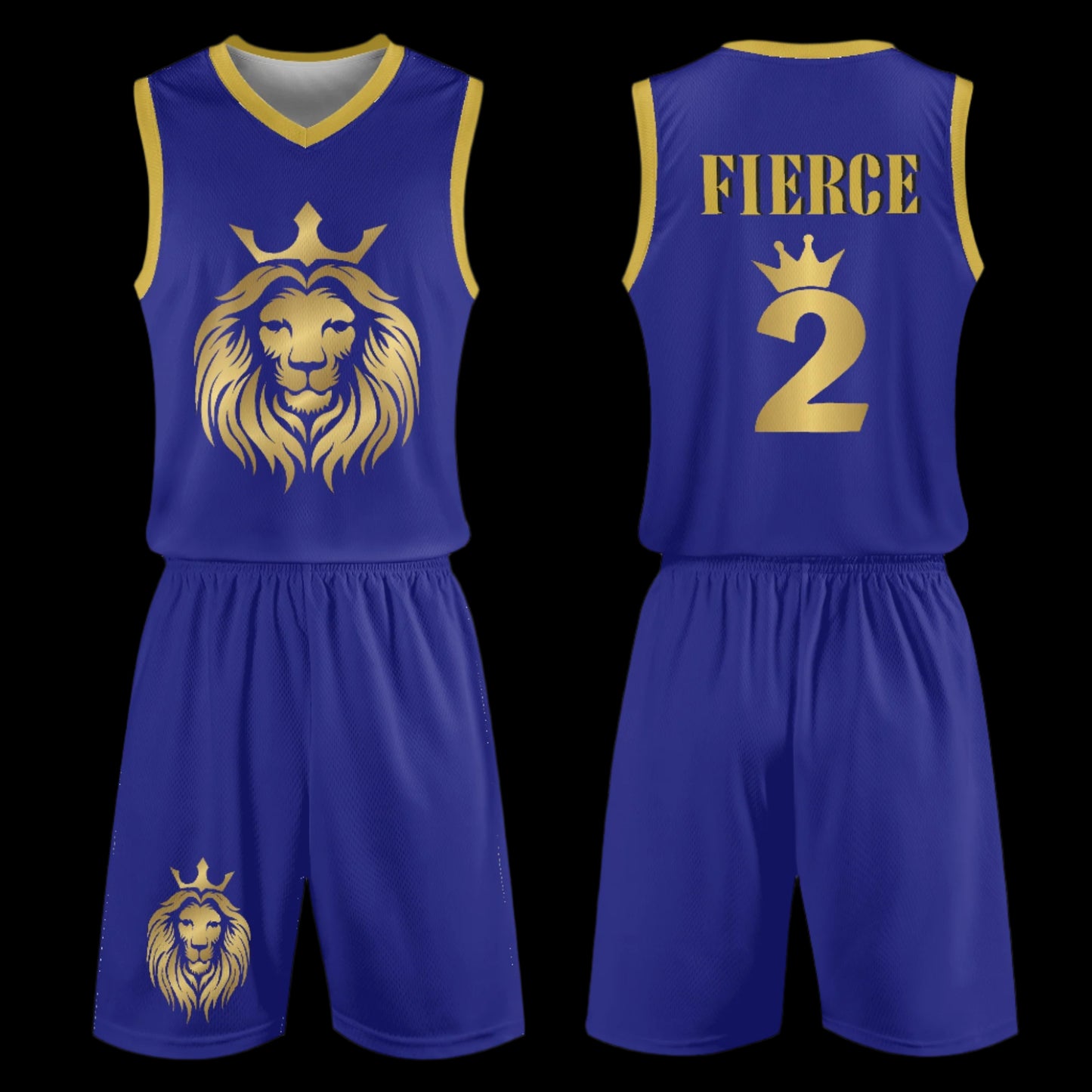 Fierce Lion Basketball Jersey Set - Electric Blue / Rule with Presence