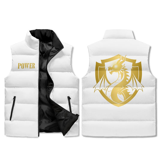 The Dragon’s Power Unisex Puffer Vest – Ignite the Cold. Rule the Elements.